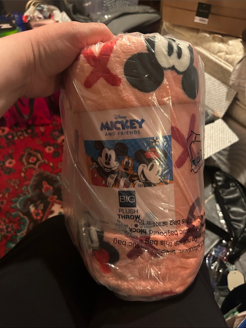 Disney Mickey and Friends Plush Throw - Peach, Black, Red